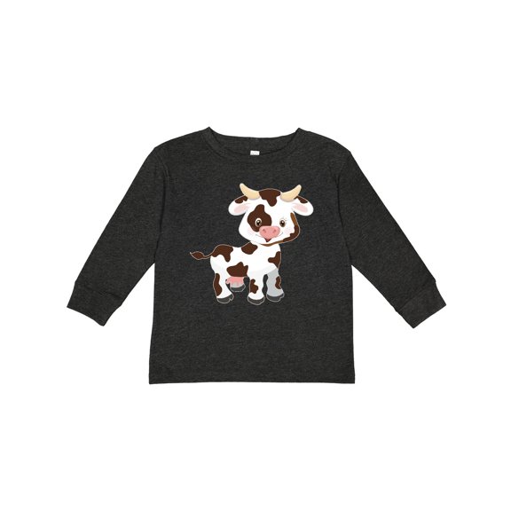 Inktastic Cute White Holstein Cow with Brown Spots Boys or Girls Long Sleeve Toddler T-Shirt