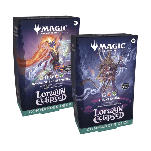 Collectible Magic The Gathering Commander Decks Lorwyn Eclipsed Blight Curse and Dance of the Elements 2-Pack