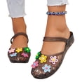 thumbnail image 5 of CHWshoes Sandals for Women Jelly Floral Mules Clogs Clear Sparkly Slip On Closed Toe Waterproof Sandals for Summer Beach Casual Black Size 37, 5 of 5