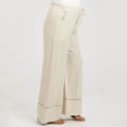 thumbnail image 4 of LIaqionyy Womens Maternity Pants Wide Leg High Waisted Adjustable Drawstring Casual Trousers with Pockets, 4 of 6