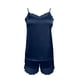 thumbnail image 4 of Conjunto de pijama sexy de encaje liso para mujer, con camisola y pantalones cortos, 2 piezas, tirantes ajustables, 4 of 5
