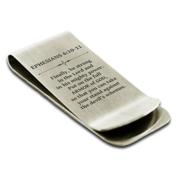 Stainless Steel Armor or God Ephesians 6:10-11 Money Clip Credit Card Holder