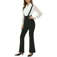 thumbnail image 4 of INSPIRE CHIC Women's High Waist Overalls Bell Bottom Pants Suspenders Jumpsuit Black S, 4 of 5
