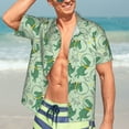 thumbnail image 5 of Lsque Cute Dinosaurs in Space pattern Hawaiian Shirt for Men, Unisex Summer Beach Casual Short Sleeve Button Down Shirts-Medium, 5 of 9