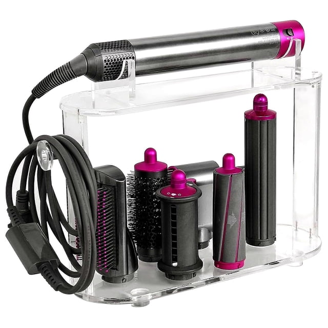 Clear Acrylic Organizer Holder with Cord Hook and NonSlip Base for Dyson Airwrap Bathroom Storage