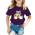 thumbnail image 1 of Hiiyo T-Shirt Graphique Chat Dessin Animé pour Filles Manches Courtes Col Rond pour Enfants, 1 of 3