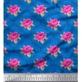 thumbnail image 1 of Soimoi Tissu Popeline de Coton Design Quatrefoil, Imprimé Floral Feuilles et Roses au Mètre 42 Pouces de Large, 1 of 3