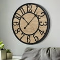 thumbnail image 2 of Large Wall Clocks Living Room Decor,Non Ticking Silent,Battery Operated Small Round Modern Wood Wall Clock for Bedroom,Kitchen,Farmhouse,Office Vintage Home Decor-24-Arabic Number, 2 of 13