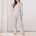 thumbnail image 2 of Fuzoiu Floral Print Women's Long-Sleeved Pajama,Lounge Button Down Nightwear,Womens Notch Collar Pajama Set-Large, 2 of 7