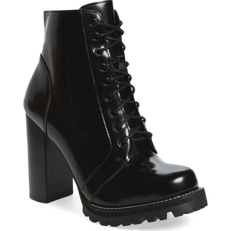 Jeffrey Campbell - JEFFREY CAMPBELL Legion Black Box Leather Lace Up High Heel Lug Sole Ankle