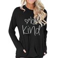 thumbnail image 3 of Camiseta de mujer de manga larga con estampado de letras y cuello redondo, holgada, informal, transpirable, Pollover, Top de otoño con bolsillos laterales, negro S, 3 of 6