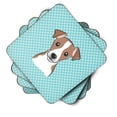 thumbnail image 2 of Carolines Treasures BB1198FC Checkerboard Blue Jack Russell Terrier Foam Coaster Set of 4 3 1/2 x 3 1/2 multicolor, 2 of 3