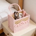 thumbnail image 4 of Storage Basket Boho Woven Fabric Storage Basket,Large Collapsible Floral Laundry Hamper Portable Folding Storage for Clothes Toys （Pink）, 4 of 6