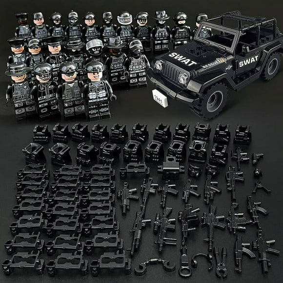 Military series assembled villain 36 minifigures and  jeep