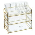 thumbnail image 7 of mDesign Plastic Cosmetic Storage Organizer Caddy, 16 Section - Soft Brass/Clear, 7 of 7