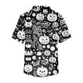 thumbnail image 3 of Domuza Scrubs for Men Top Halloween Spooky Funny Print V Neck Short Sleeve Nursing Shirt Trendy Soft Comfy Medical Uniforms with 3 Pockets Black XL, 3 of 4