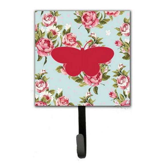 Caroline's Treasures BB1051-RS-BU-SH4 Butterfly Shabby Chic Blue Roses BB1051 Leash or Key Holder, Blue, Single Hook, multicolor