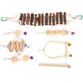 thumbnail image 1 of 7Pcs Bird Cage Play Stand Toy Set Wooded Hanging Chewing Swing With Bell Parrots Perch Rod, 1 of 8