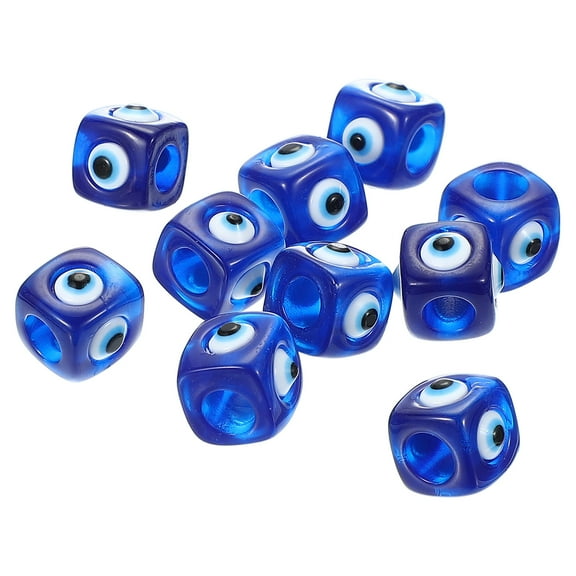 Uxcell 12mm Evil Eye Beads, 10 Pcs Large Hole Turkish Evil Eye Charm, Dark Blue