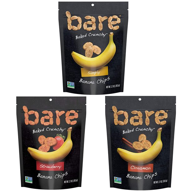 Bare Baked Crunchy Banana Chips, Variety Pack, Gluten Free ...