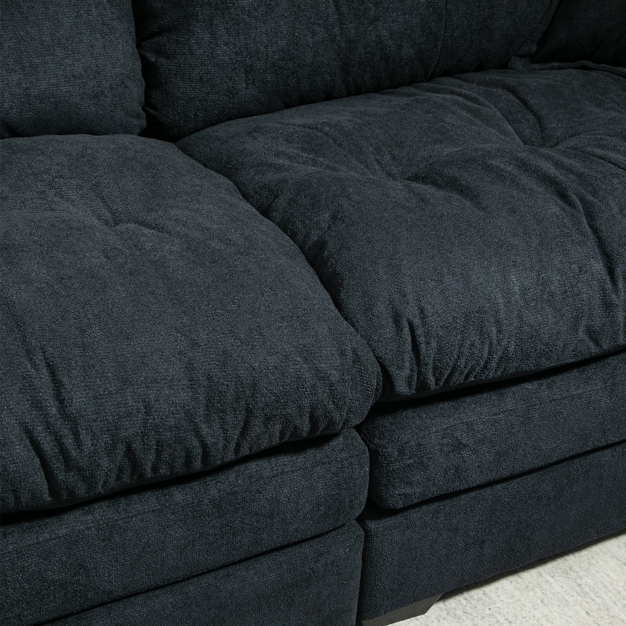84" Chenille Loveseat Sofa Upholstered Deep Seat Sofa Couch with 2 Throw Pillows for Living Room Apartment Office,Black