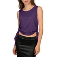 thumbnail image 6 of Oksale Athletic Tank Tops for Women Loose Fit Breathable Workout Yoga Basic Tees Tie Side Crewneck Cropped Tops for Running Fitness Purple Free Size, 6 of 9
