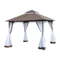 thumbnail image 2 of Spaco 10Ft x 10Ft Outdoor Patio Gazebo Canopy Tent Coffee, Easy Up Screened Canopy for Patio and Backyard, Easy Set-up Outdoor Gazebo, 2 of 7