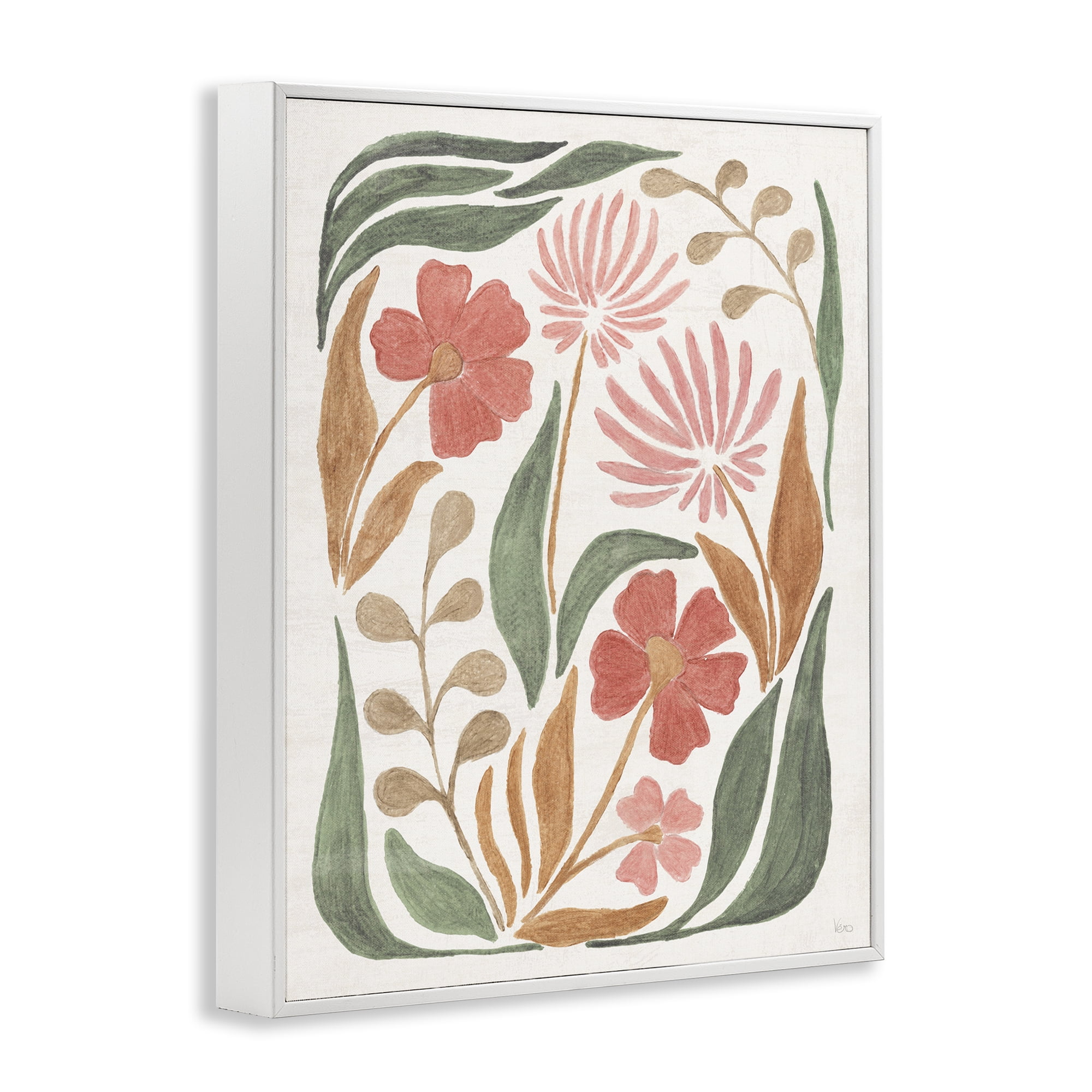 Stupell Industries Floral Abstract Pattern Botanical & Floral Painting White Framed Art Print Wall Art, 11 x 14