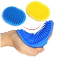 thumbnail image 3 of Cepillo verde para el cuidado del pelaje de perros (2 unidades) - Cepillo de baño para mascotas - Cepillo de baño con correa ajustable - Mango de goma para perros y gatos de pelo largo y corto, 3 of 5