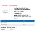 thumbnail image 2 of Headlight Bezel Set 2 Piece - Compatible with 2001 BMW 325i, 2 of 2