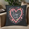 thumbnail image 5 of Set of 2 Decorative Throw Pillow Covers 18x18in - Vibrant Pink Heart with Floral Design Perfect for Couch Bed or Car, 5 of 8