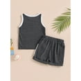 thumbnail image 3 of Arvbitana Infant Baby Boys Casual Outfits Letters Print Sleeveless Crew Neck Tank Tops and Elastic Waist Shorts Summer Clothes 3M-24M, 3 of 8