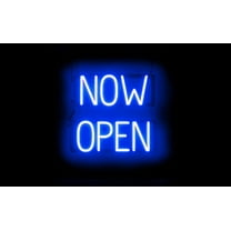 SpellBrite NOW OPEN LED Sign for Business. 16.5" x 15.0" Blue NOW OPEN Sign Has Neon Sign Look With Energy Efficient LED Light Source. Visible from 500  Feet, 8 Animation Settings.
