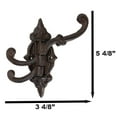 thumbnail image 2 of Pack Of 2 Cast Iron Rustic Victorian Scrollwork Spinning Swivel 3 Peg Wall Hooks, 2 of 9