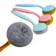 thumbnail image 2 of Cepillo de limpieza de platos con bolas de alambre de acero, cepillo de limpieza de platos con mango largo de acero inoxidable, limpiador de bolas de esponja para lavar ollas, platos, sartenes y cuenc, 2 of 4