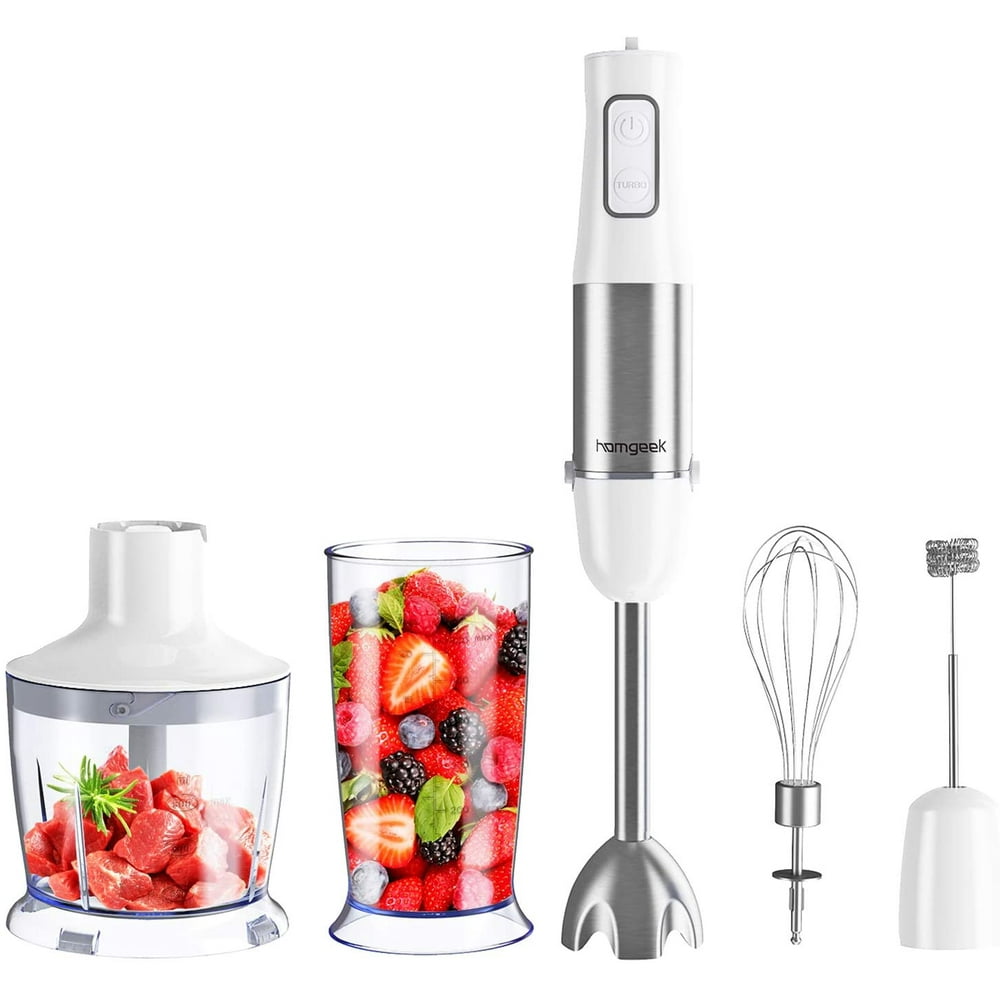 Homgeek Immersion Hand Blender, 500W 6Speed 5in1 Stainless Steel