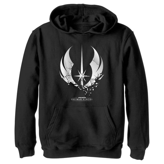 Boy's Star Wars: Obi-Wan Kenobi Shattered Jedi Logo  Pull Over Hoodie Black Medium