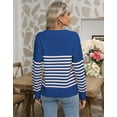 thumbnail image 5 of Striped Sweater for Women 2024 Fashion Crewneck Lightweight Heart Sweater Casual Loose Side Split Pullover Tops Shermie, 5 of 6