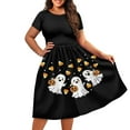 thumbnail image 3 of SCRAWLGOD Ghost Halloween Dresses for Women Summer Casual Midi Dresses with Sleeves for Women Comfortable Women Dresses Summer with Wide Neck for Holidays Size 3XL, 3 of 7