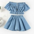 thumbnail image 2 of Ensemble de Vêtements pour Enfants à Col Licou, Robe Longue à Manches Courtes + Robe Courte Américaine, Vêtements pour Enfants à Manches Courtes, Vêtements pour Enfants, 2 of 5