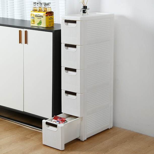 5 Tier Drawer Plastic Storage Cart With, Plastic Drawer Cabinet Organizer