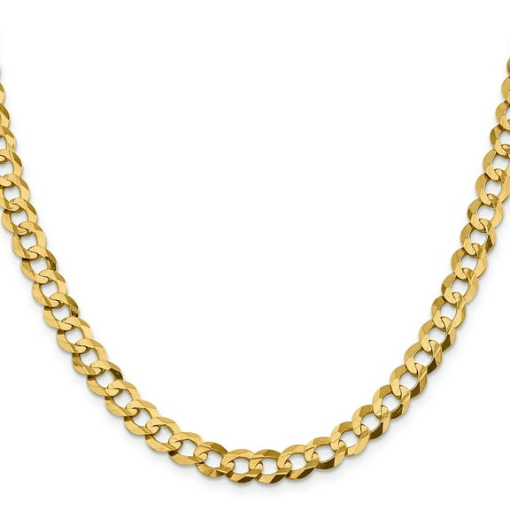 14K Yellow Gold chain Curb 18 in 8.3 mm 8.3mm Solid Polished Light Flat Cuban