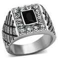 thumbnail image 1 of Alamode TK700-10 Bague pour Homme en Acier Inoxydable Hautement Poli avec Synthétique en Jet - Taille 10, 1 of 1