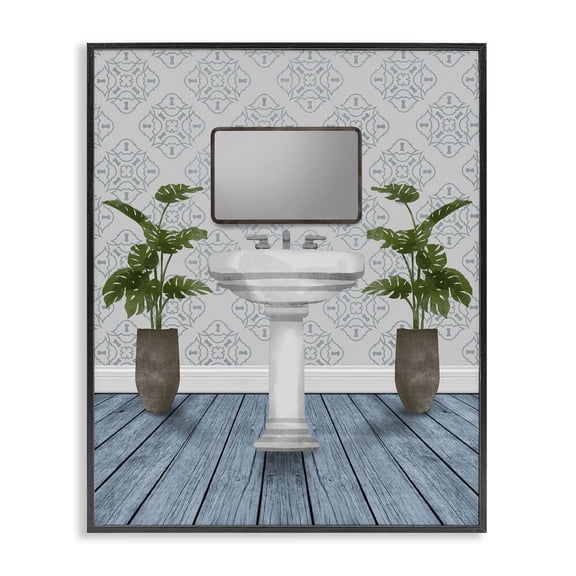 Stupell Industries Restful Wash Plants & Sink Black Framed Giclee Art, design by Marcus Prime