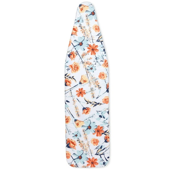 Juvale Ironing Board Cover & Pad - Standard Size 15 x 54 in, Multicolor Floral Print - Extra-Thick Laminated Cotton & Foam Padding with Drawstring Fit - Slip-On Iron Board Cover