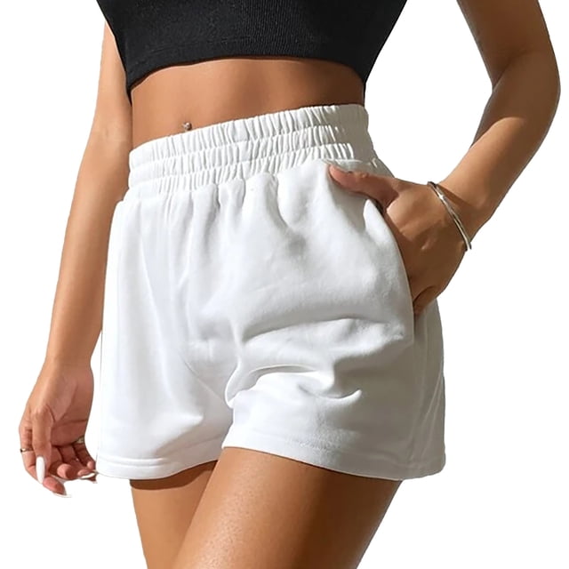 Pantalones cortos deportivos ajustados informales, pantalones cortos de pierna ancha, pantalones cortos deportivos casuales elásticos, pantalones cortos de cintura alta, durabilidad extendida