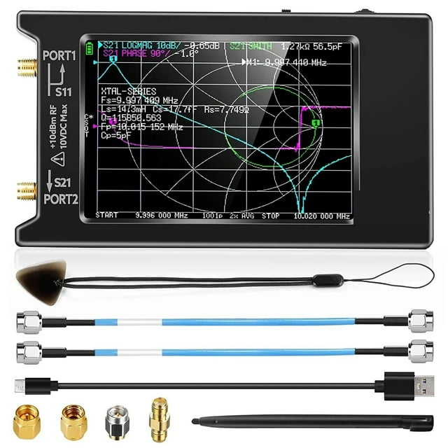 VNA 50kHz-6.3GHz Vector Network Antenna Analyzer 4" Measure S Parameters HF VHF UHF SWR Phase Delay Smith Chart