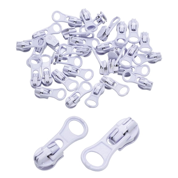 30 Pack Zipper Sliders, #3 Zipper Metal Repair Replacement with Zip Pull No Sewing Required for Sewing Bags Wallets Jackets Closed-End Zipper Repair, White