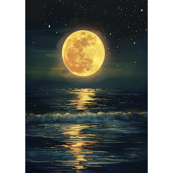 5D Diamond Art Painting by Number Kits for Adults Night Scene of Moon River DIY Paint with Full Drill Round Diamond Gems Painting Art Craft for Home Wall Decor 15.8x19.8in