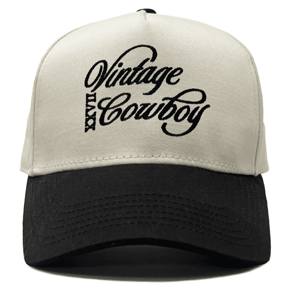 Funky Junque Two Tone Vintage Snapback Hat - Vintage Cowboy - Black/Beige